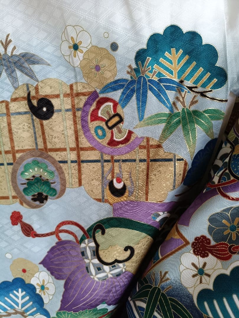 白地に鷹が格好良い☆七五三男の子５歳着物セット