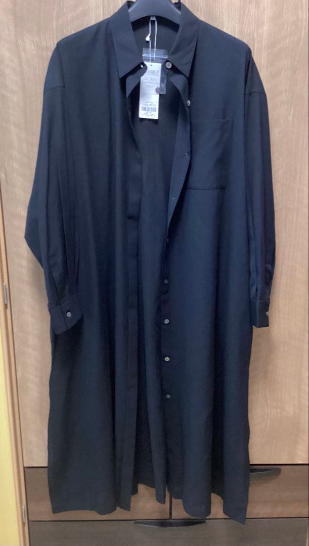 新品タグ付未使用　23区【洗える】シアーマットクロス ロング シャツ 　ブラック