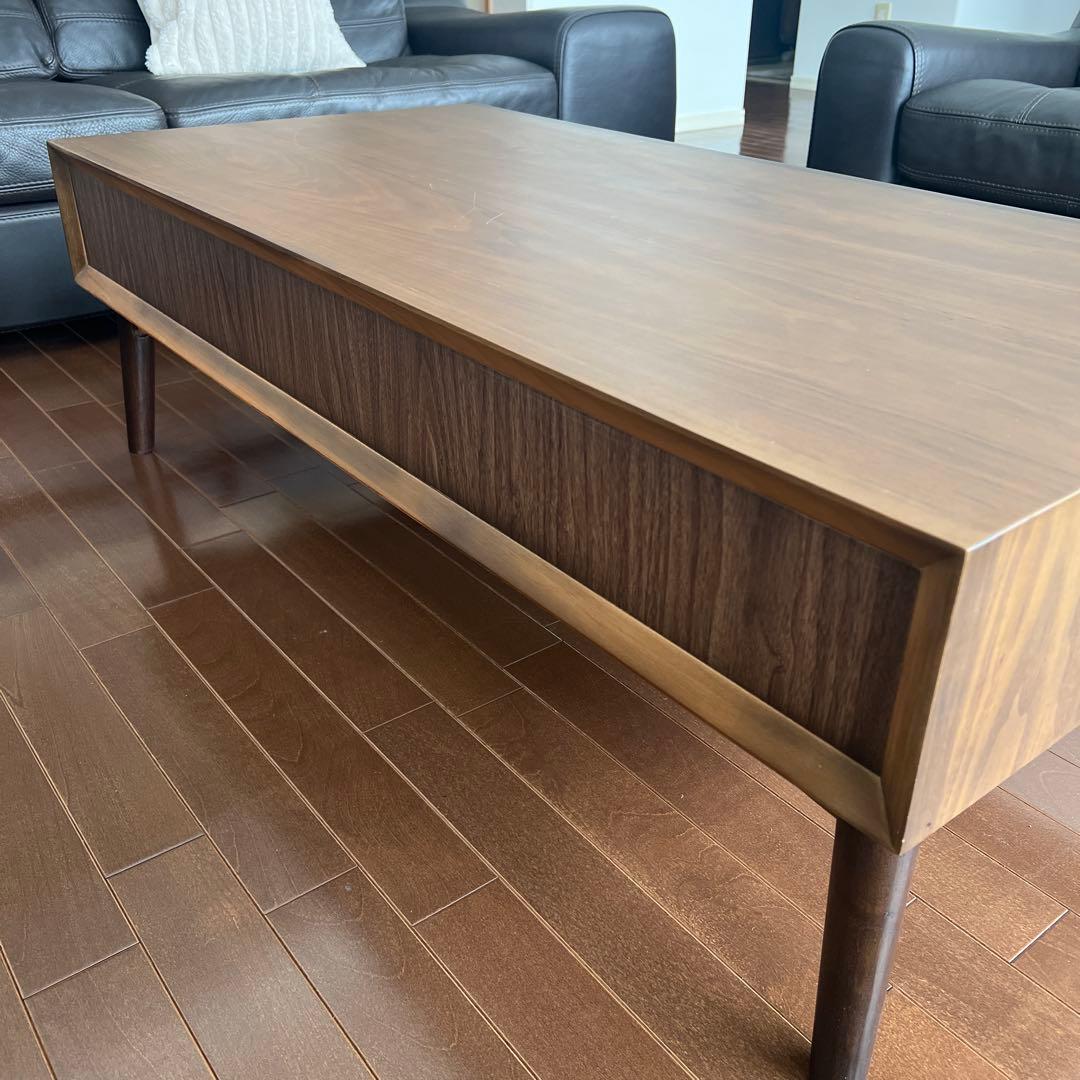 木製モダンセンターテーブル 引き出し付き ローボード