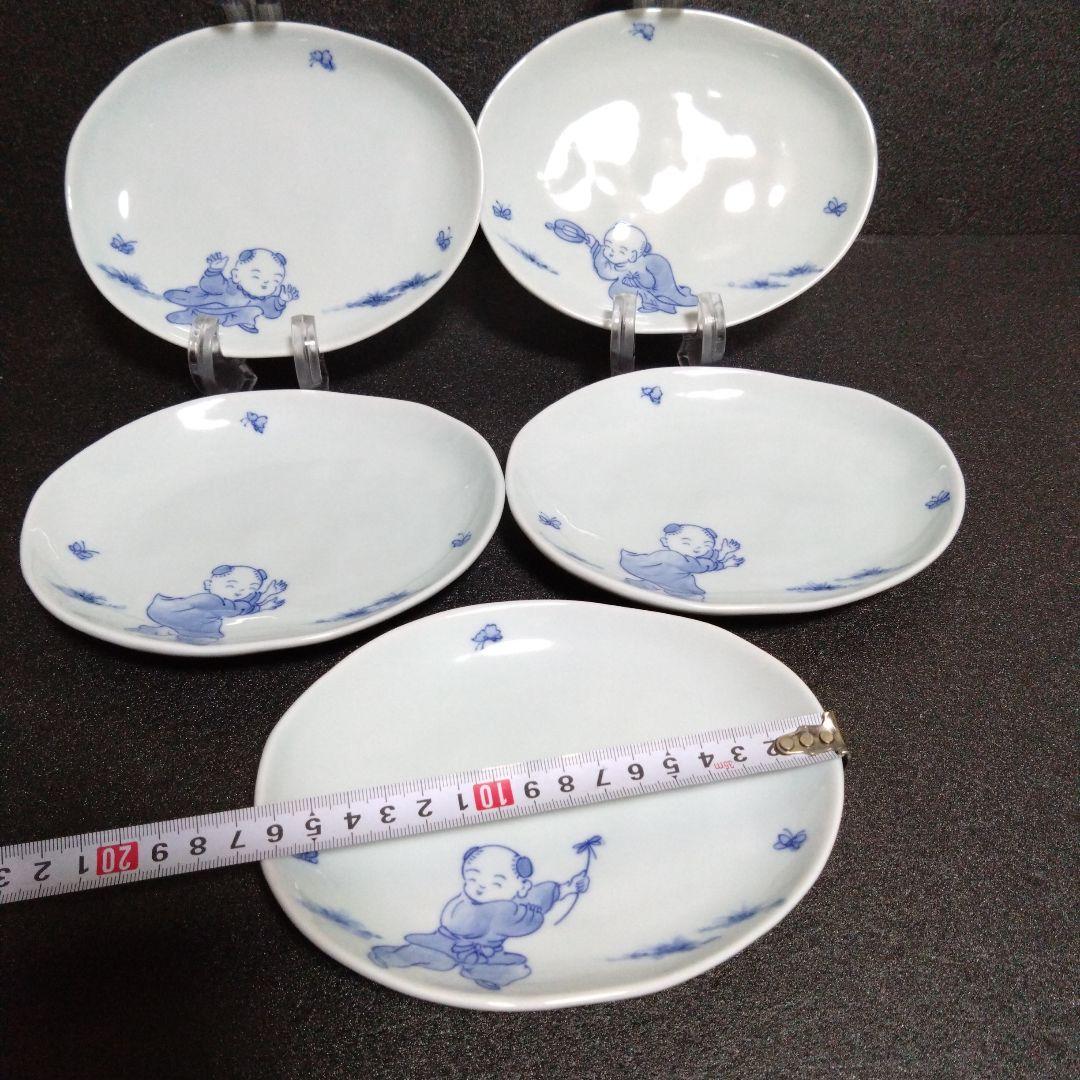 未使用 三川内焼 宝珠窯 唐子 銘々皿5枚　お祝い