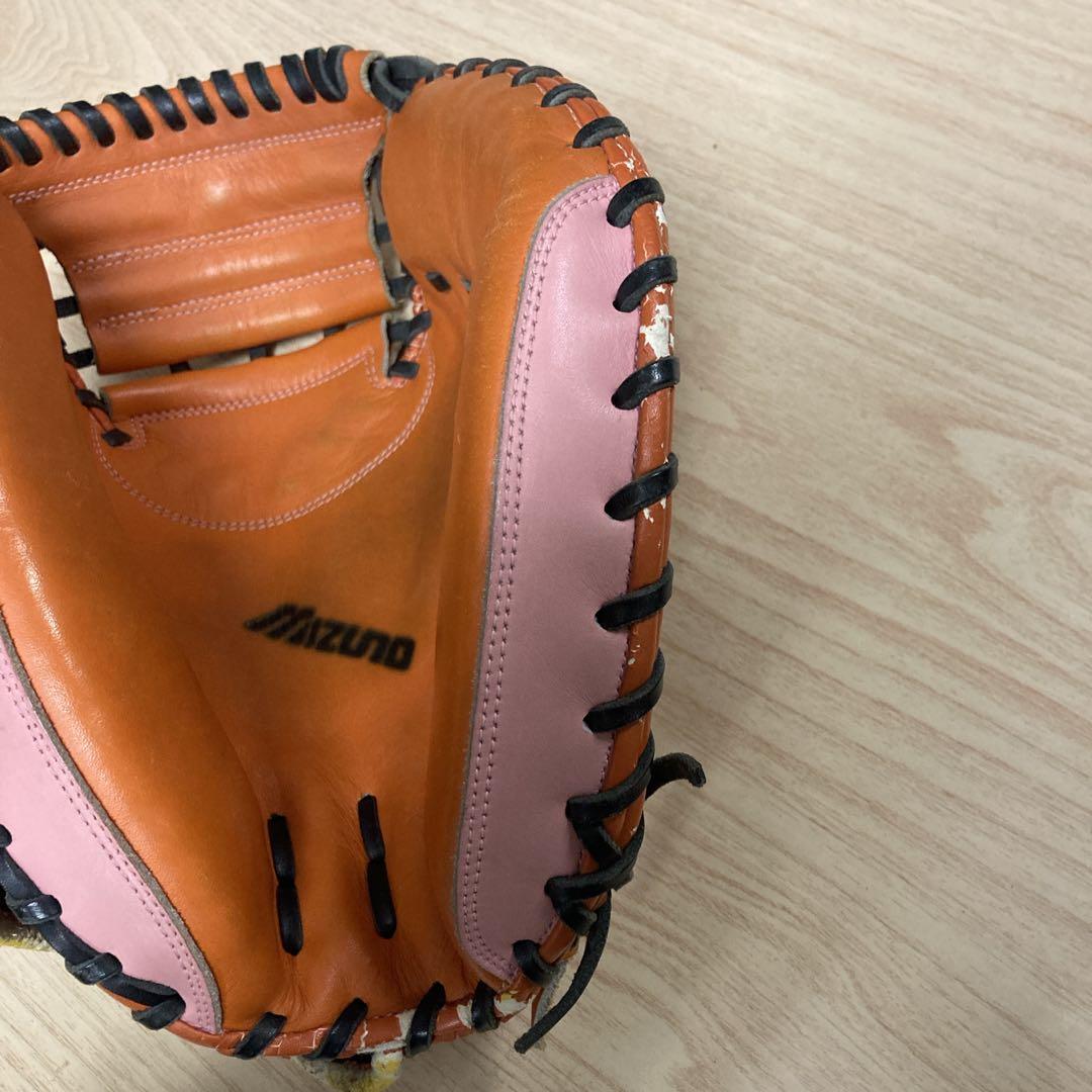 MIZUNOミズノ一般 軟式 捕手 野球 キャッチャーミット オレンジ