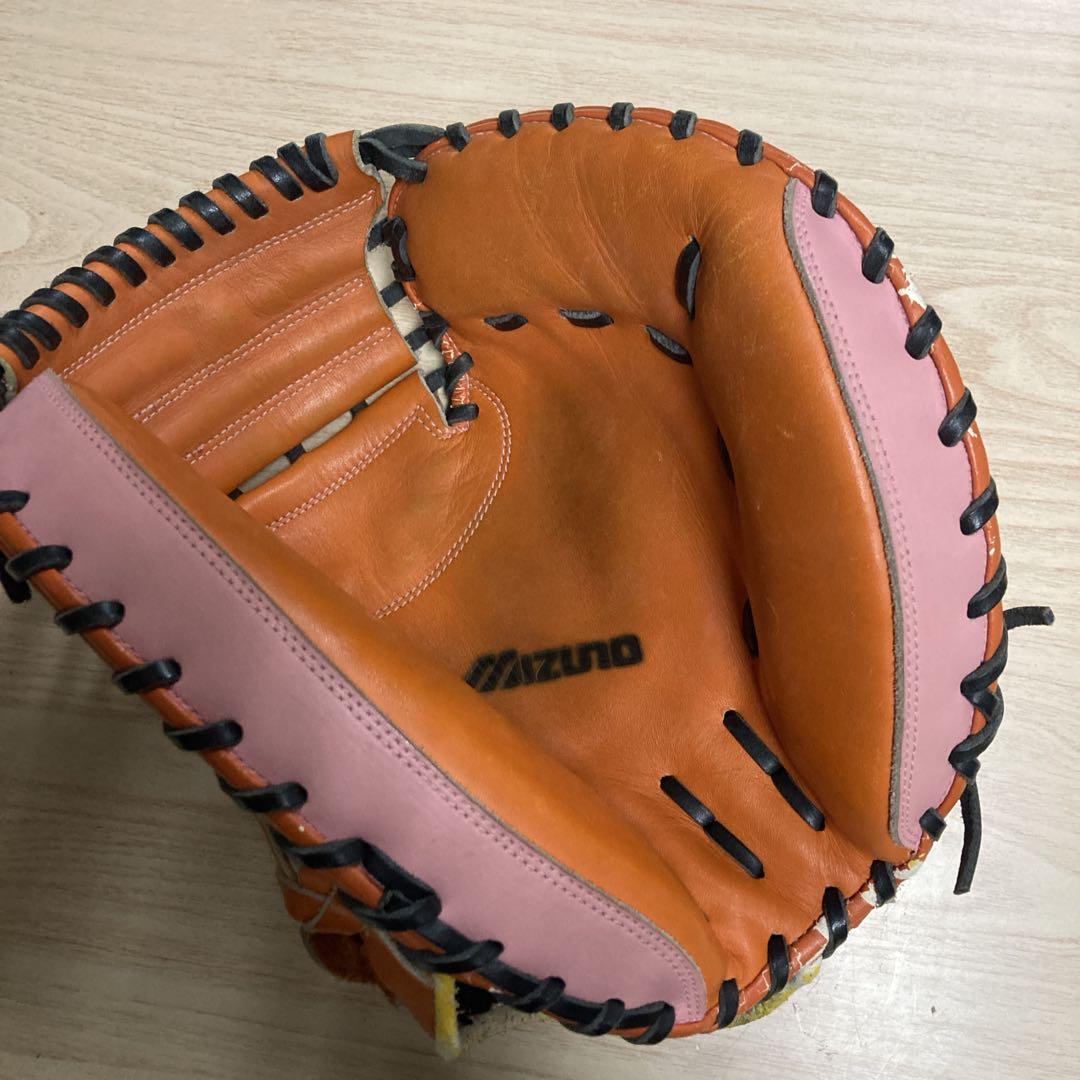 MIZUNOミズノ一般 軟式 捕手 野球 キャッチャーミット オレンジ