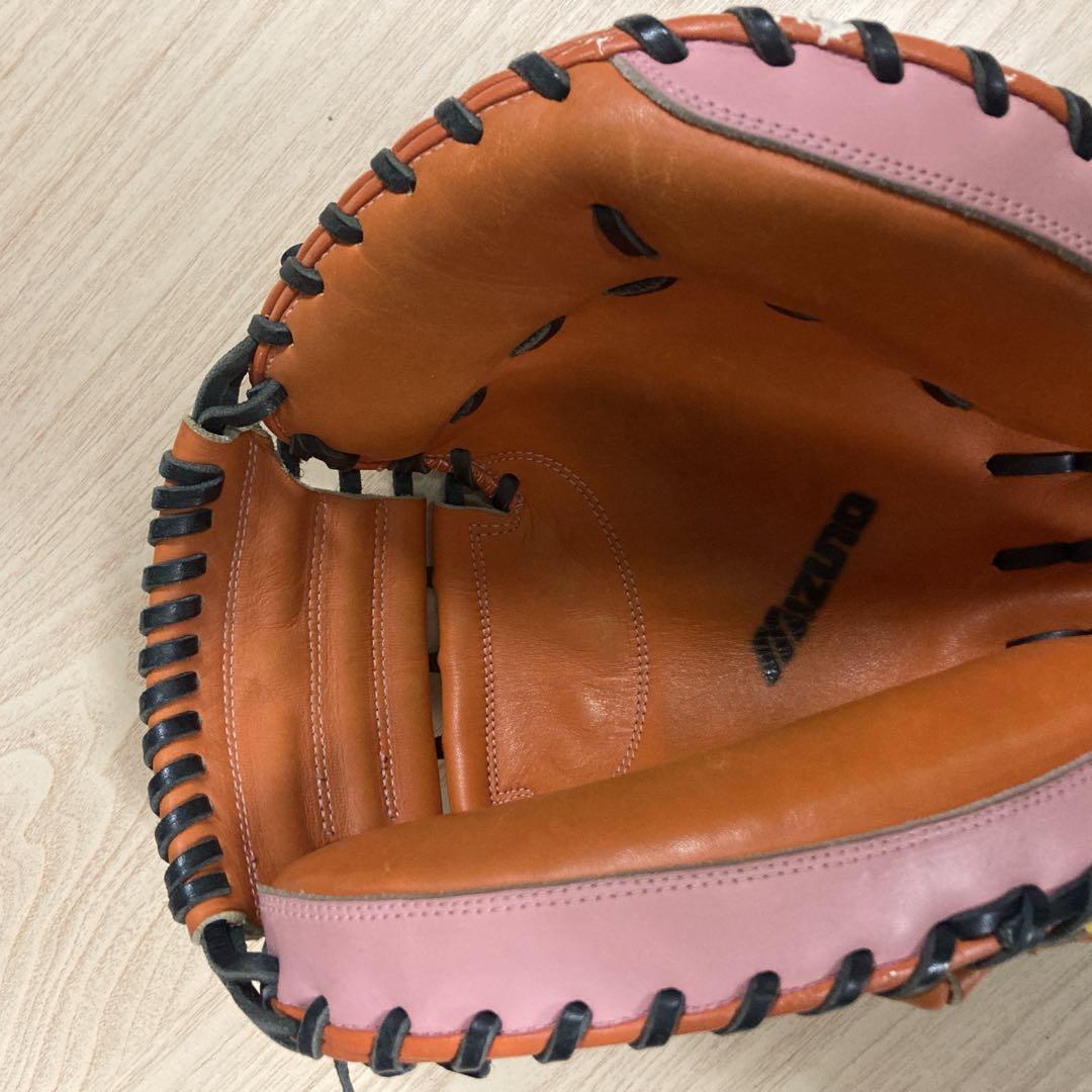 MIZUNOミズノ一般 軟式 捕手 野球 キャッチャーミット オレンジ