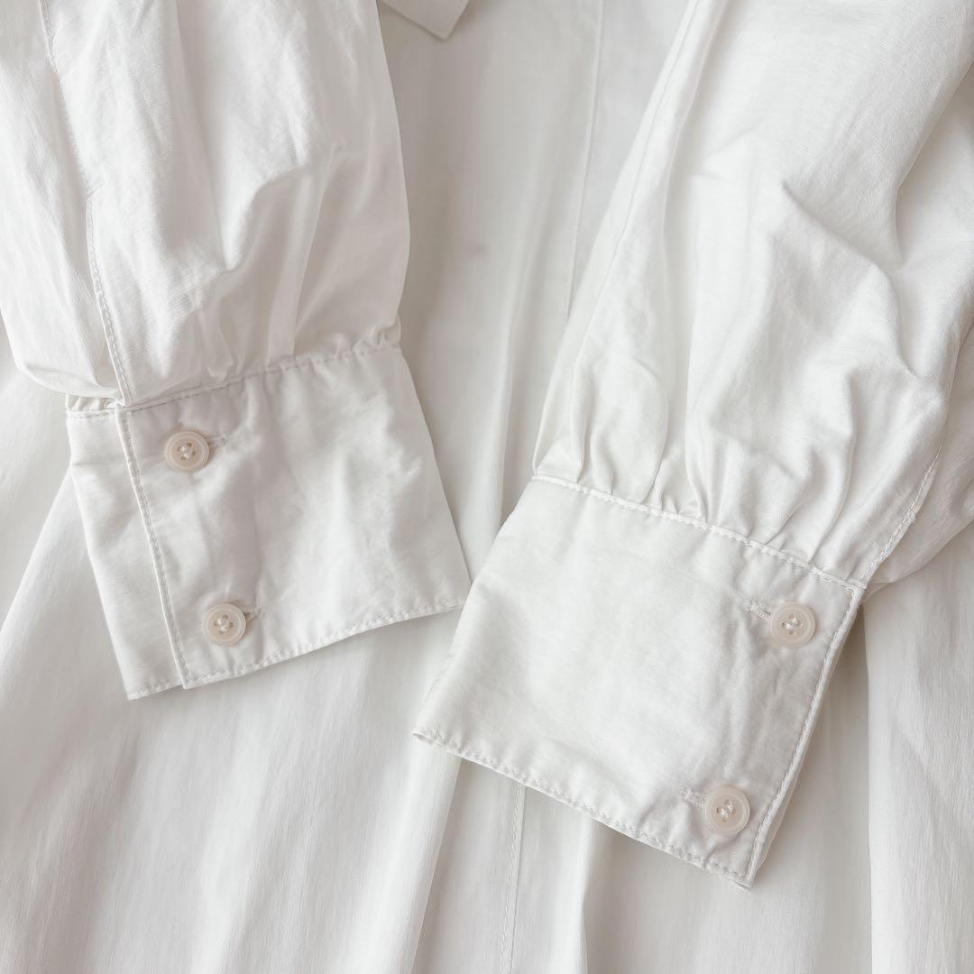 CADUNE サイドギャザーワンピース 白 ロング ベルト付き