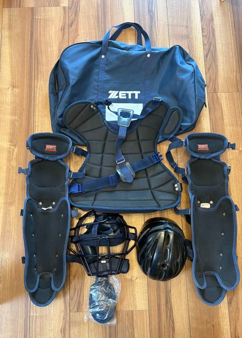 ZETT ゼット 硬式野球 キャッチャー防具 4点セット ネイビー