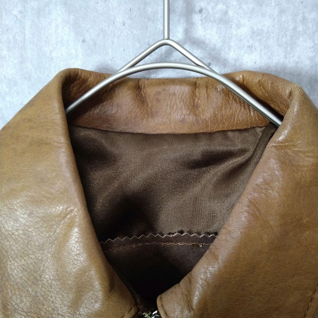 ＋希少＋ 再構築 パッチワーク レザージャケット 山羊革 ブラウン 襟付き