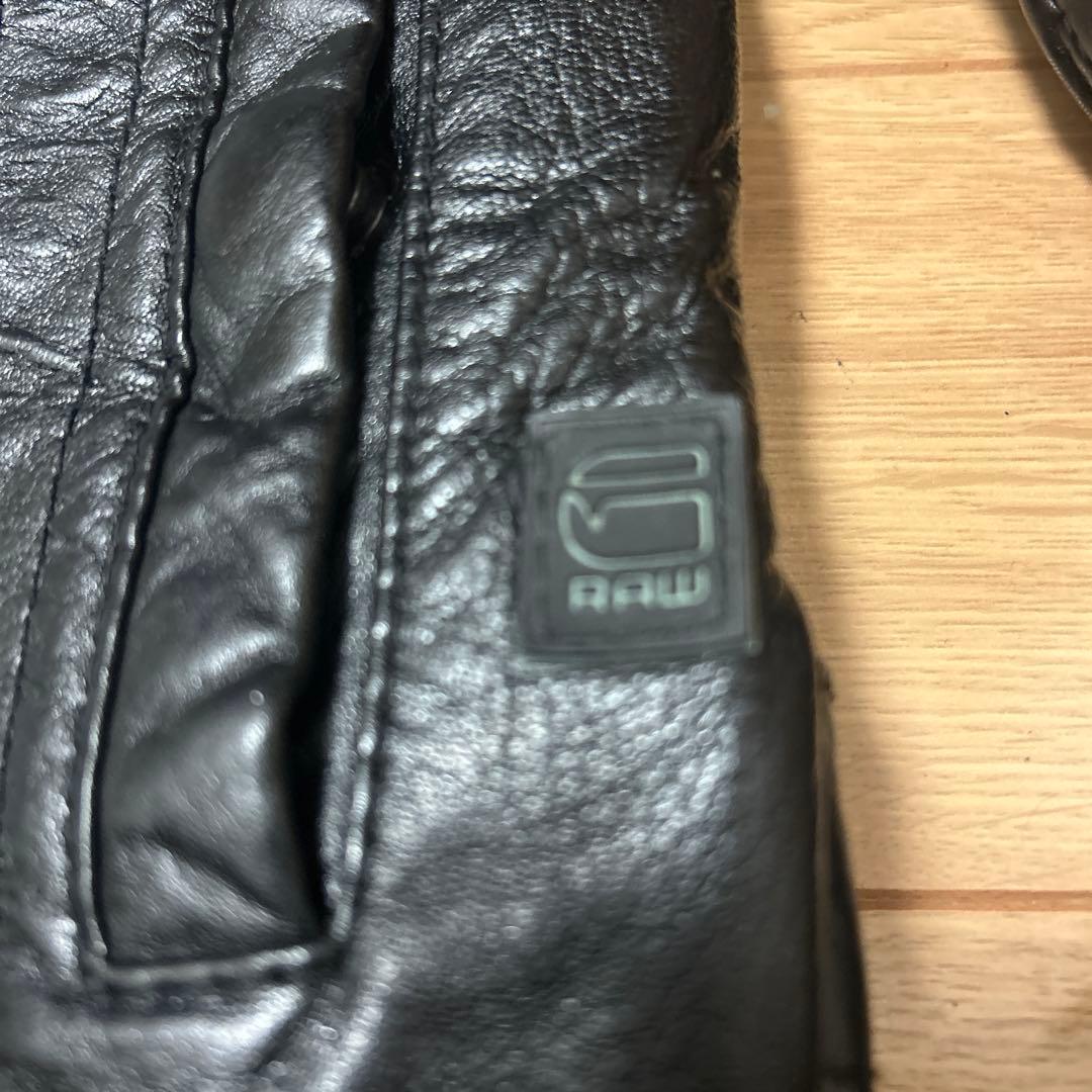 G-STAR RAW 牛革 バイカーズ パット入シングルライダースジャケット