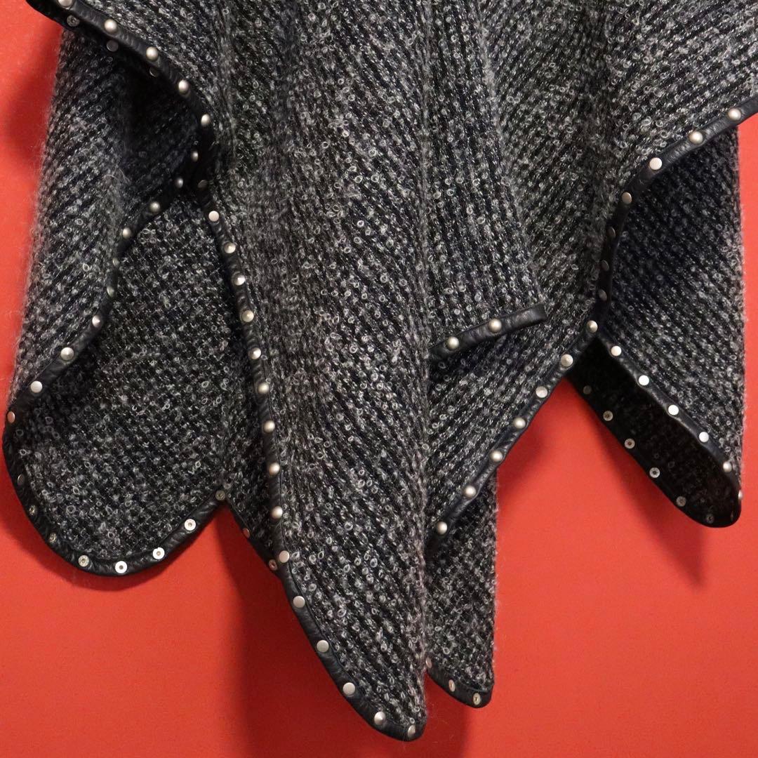 【極希少】ジュンヤワタナベコムデギャルソン 多種スタッズ モヘヤ レザーポンチョ