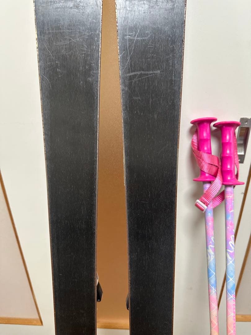 3セットKAZAMA スキー板126cm,ブーツ22.5,ストック100cm付