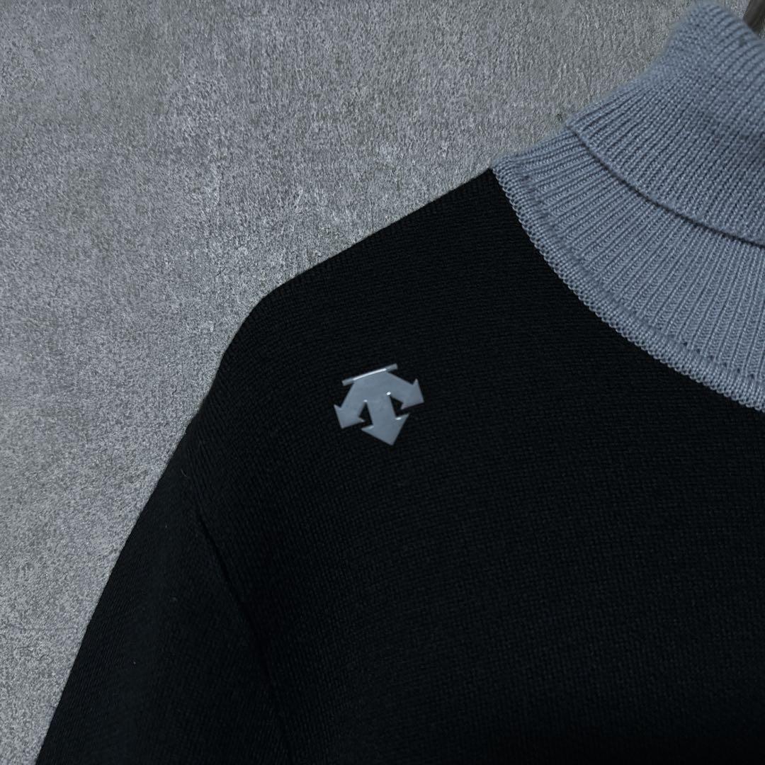 DESCENTE GOLF デサントゴルフ ロゴ ウール タートルニット 黒 M