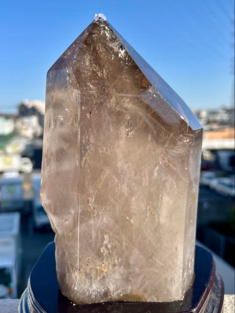 超ビック❣️⭐️スモーキークオーツ　ダブルポイント　爆虹♡木の専用台座つき 4kg⭐️