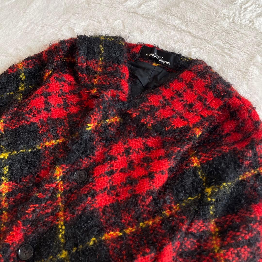 【美品】2002年製トリココムデギャルソン　ポンチョ型モヘヤジャケット　チェック