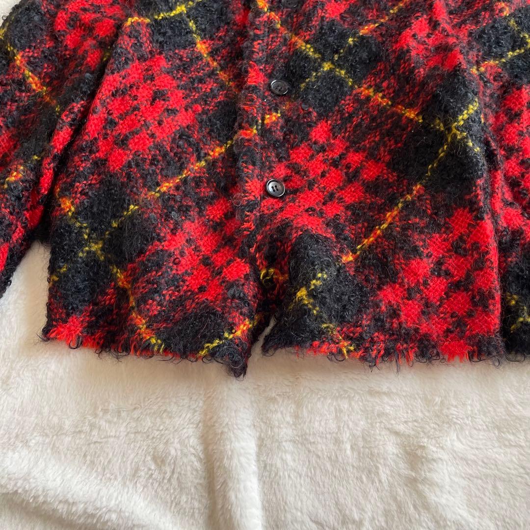 【美品】2002年製トリココムデギャルソン　ポンチョ型モヘヤジャケット　チェック