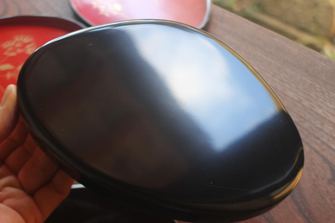 デッドストック！優美な秋草蒔絵の映える蛤形銘々皿5点（検輪島塗蒔絵皿小皿