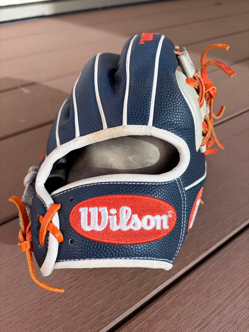 Wilson 軟式グローブ ネイビー/オレンジ　ワナビーヒーロー