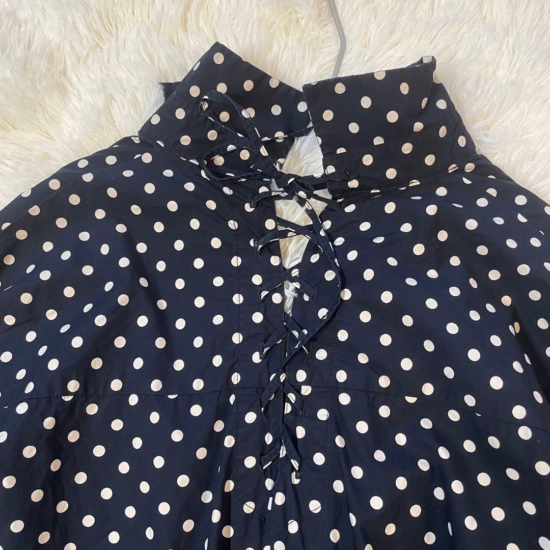 人気♪ ジャーナルスタンダード　ネイビー ドット　コットンロングシャツワンピース