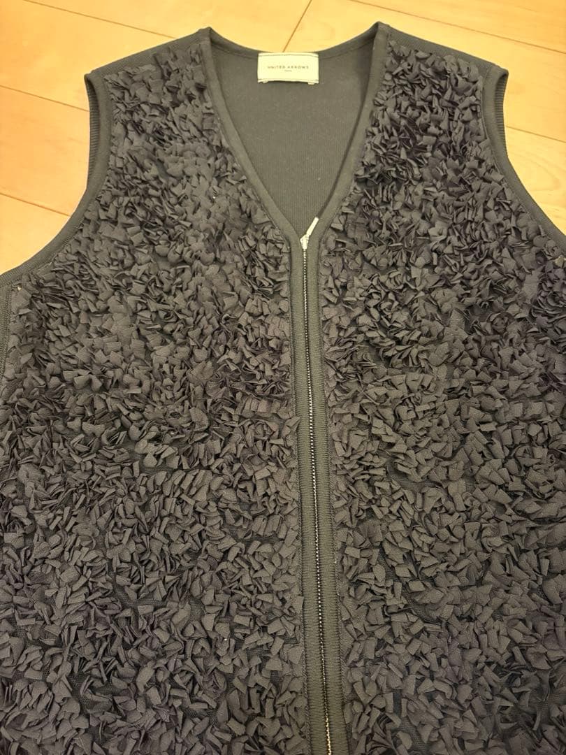 【値下げ】ユナイテッドアローズ☆フラワー チュール ニットベスト☆ブラック☆美品