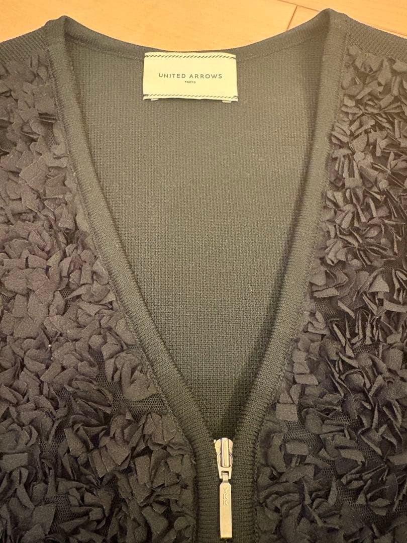 【値下げ】ユナイテッドアローズ☆フラワー チュール ニットベスト☆ブラック☆美品