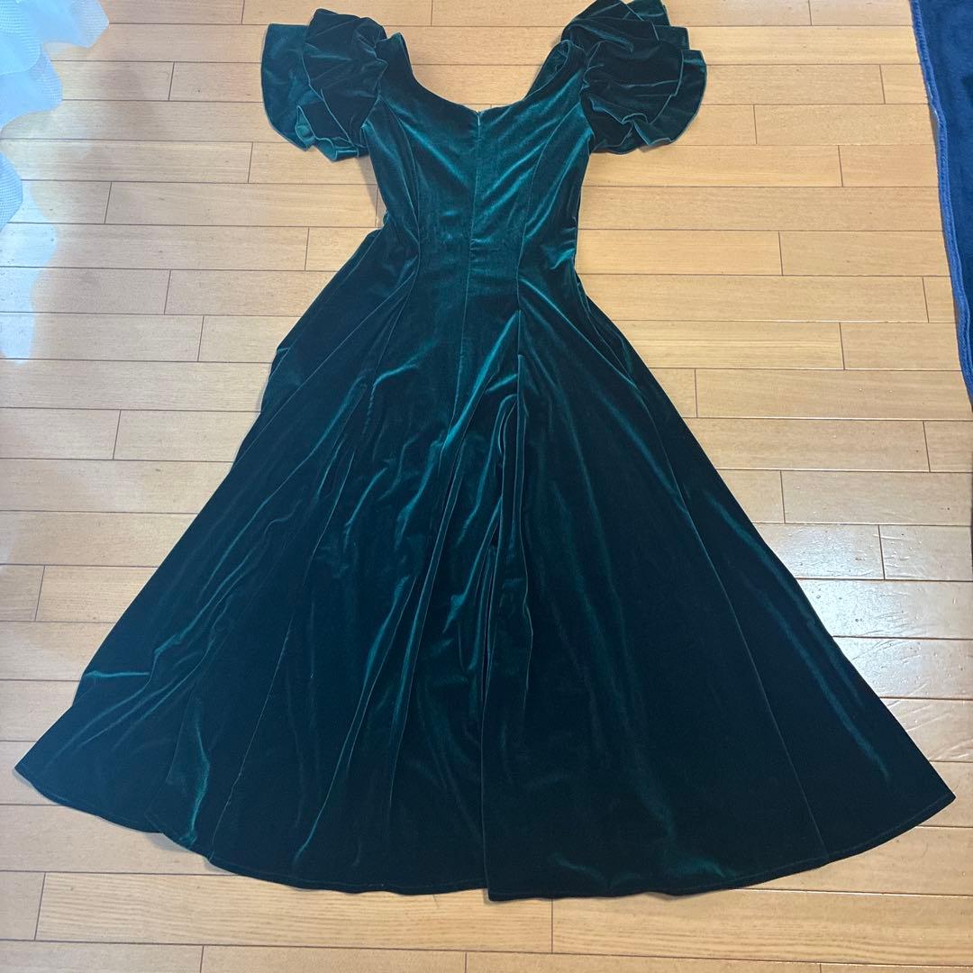 【早い者勝ち】ダークグリーン ベロア　ドレス　美品