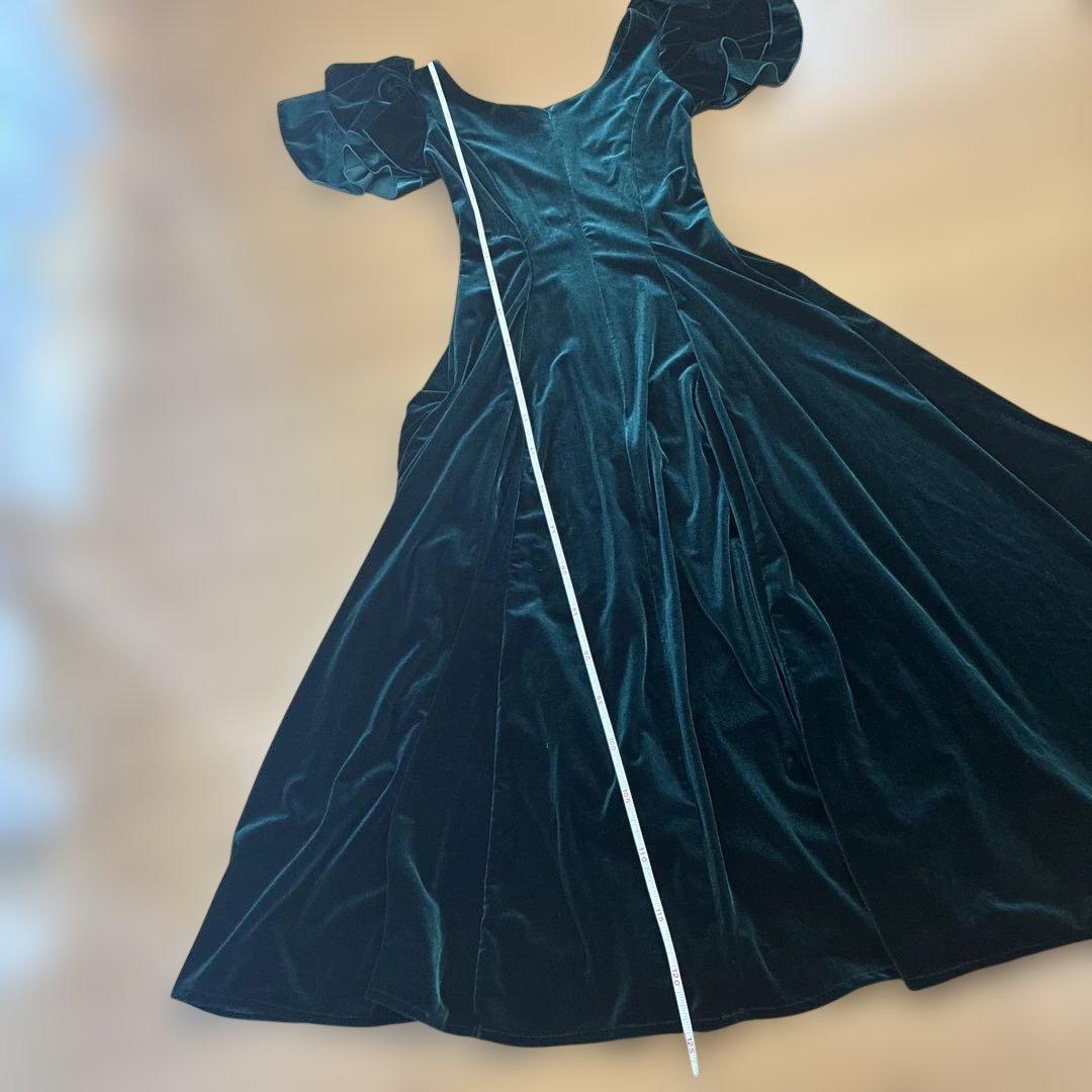 【早い者勝ち】ダークグリーン ベロア　ドレス　美品