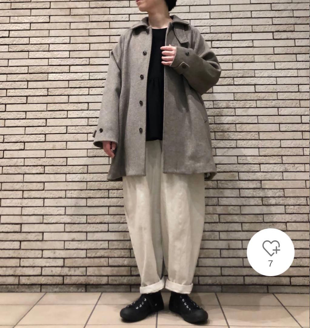 かぐれ　新品　今季　ウールバックタックショートコート　2025秋冬　グレー