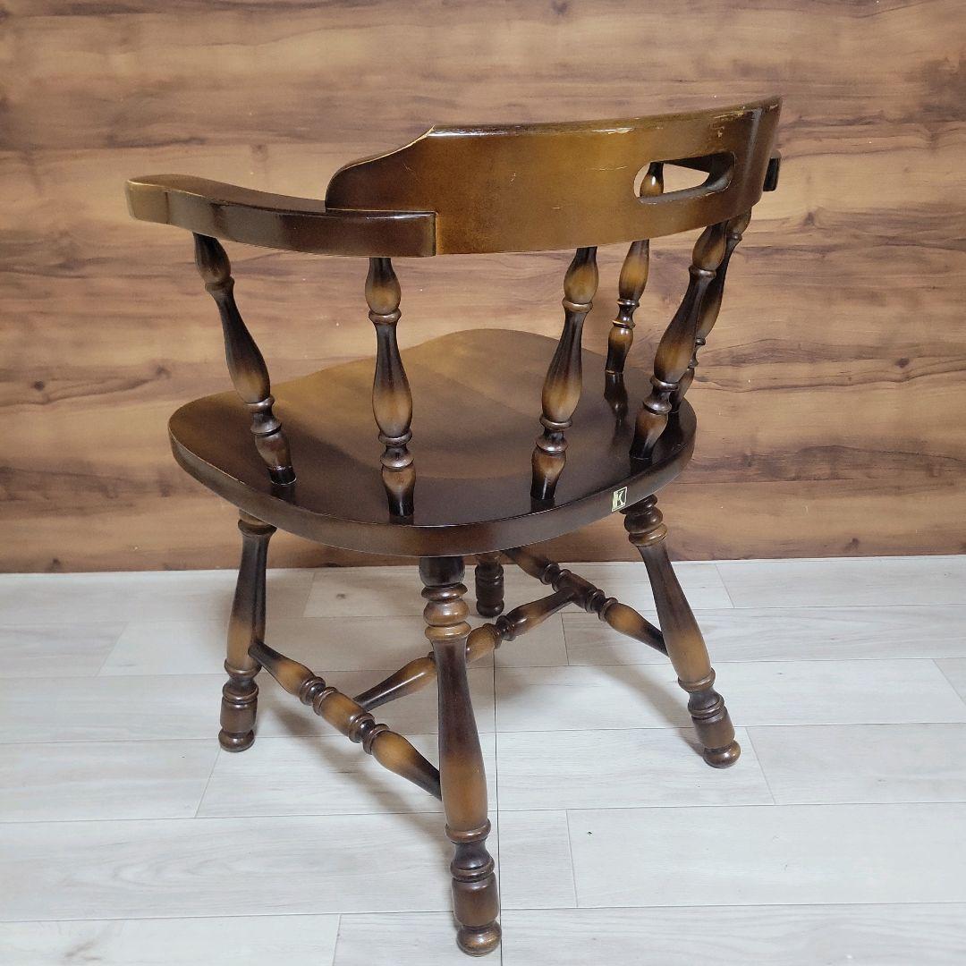 飛騨産業 キツツキマーク 昭和レトロ アームチェア 木製②