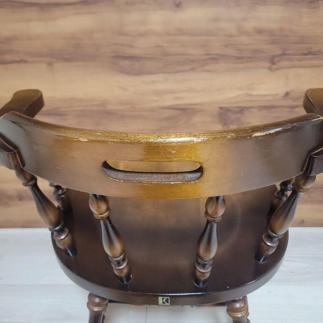 飛騨産業 キツツキマーク 昭和レトロ アームチェア 木製②