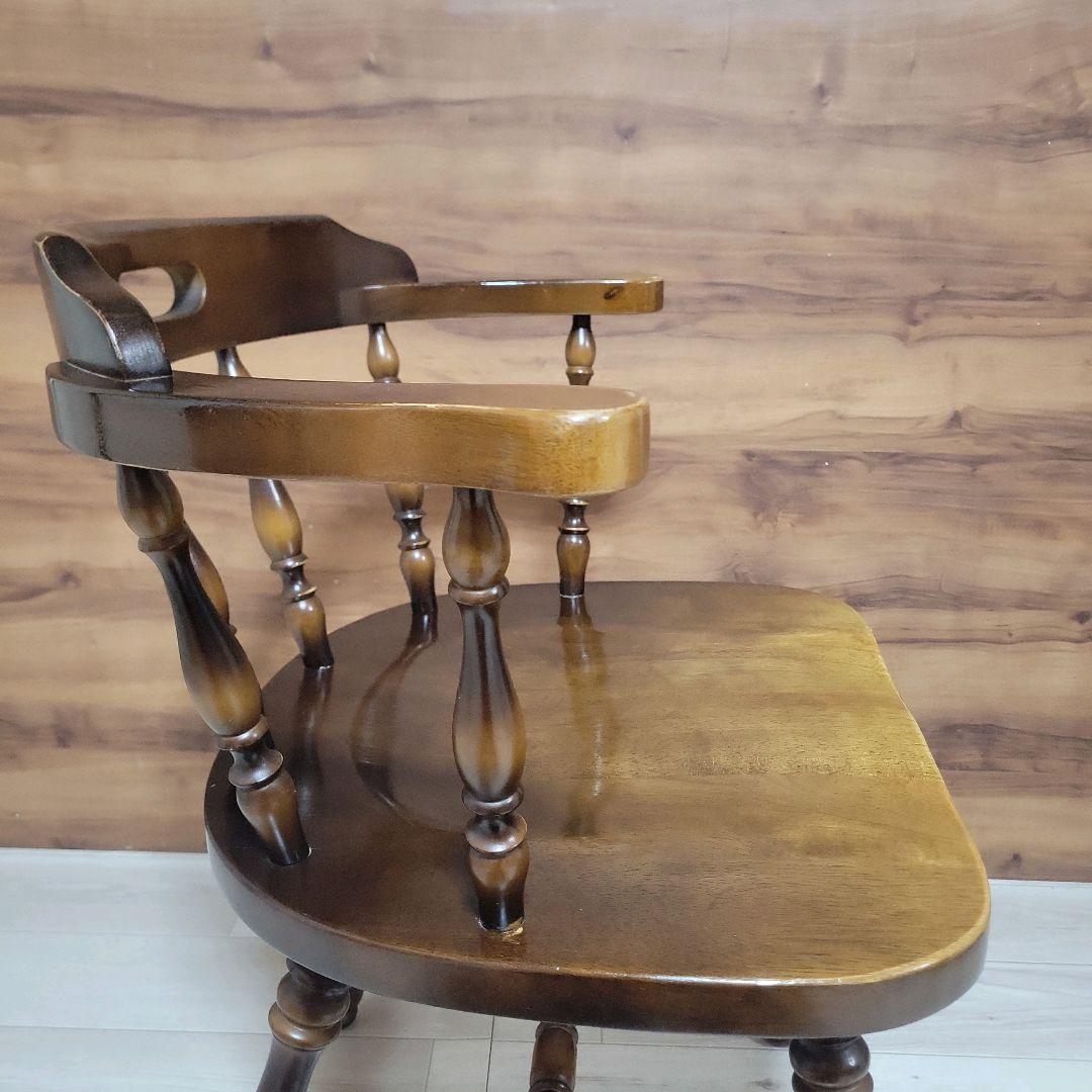 飛騨産業 キツツキマーク 昭和レトロ アームチェア 木製②