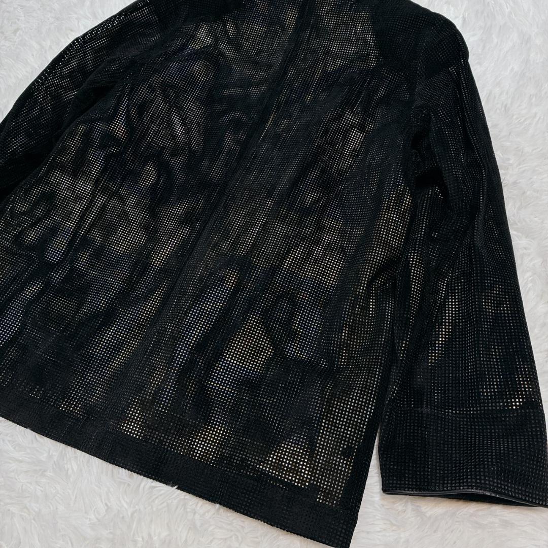 希少【未使用級✨】本革 レザージャケット 豚革 総柄 ジャケット ブラック