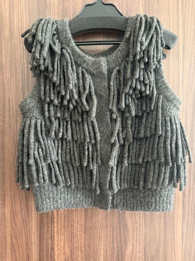 トップス Clane W FACE FRINGE KNIT VEST