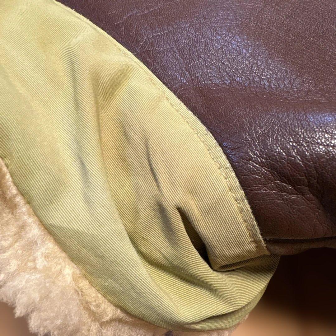 SUGARCANE ムートンカラーレザーヨークダウンベスト【サイズM】