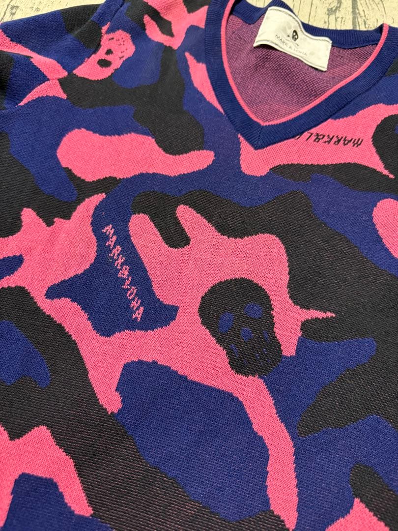 春夏MARK & LONA カモフラージュ×スカル 薄手セーター M