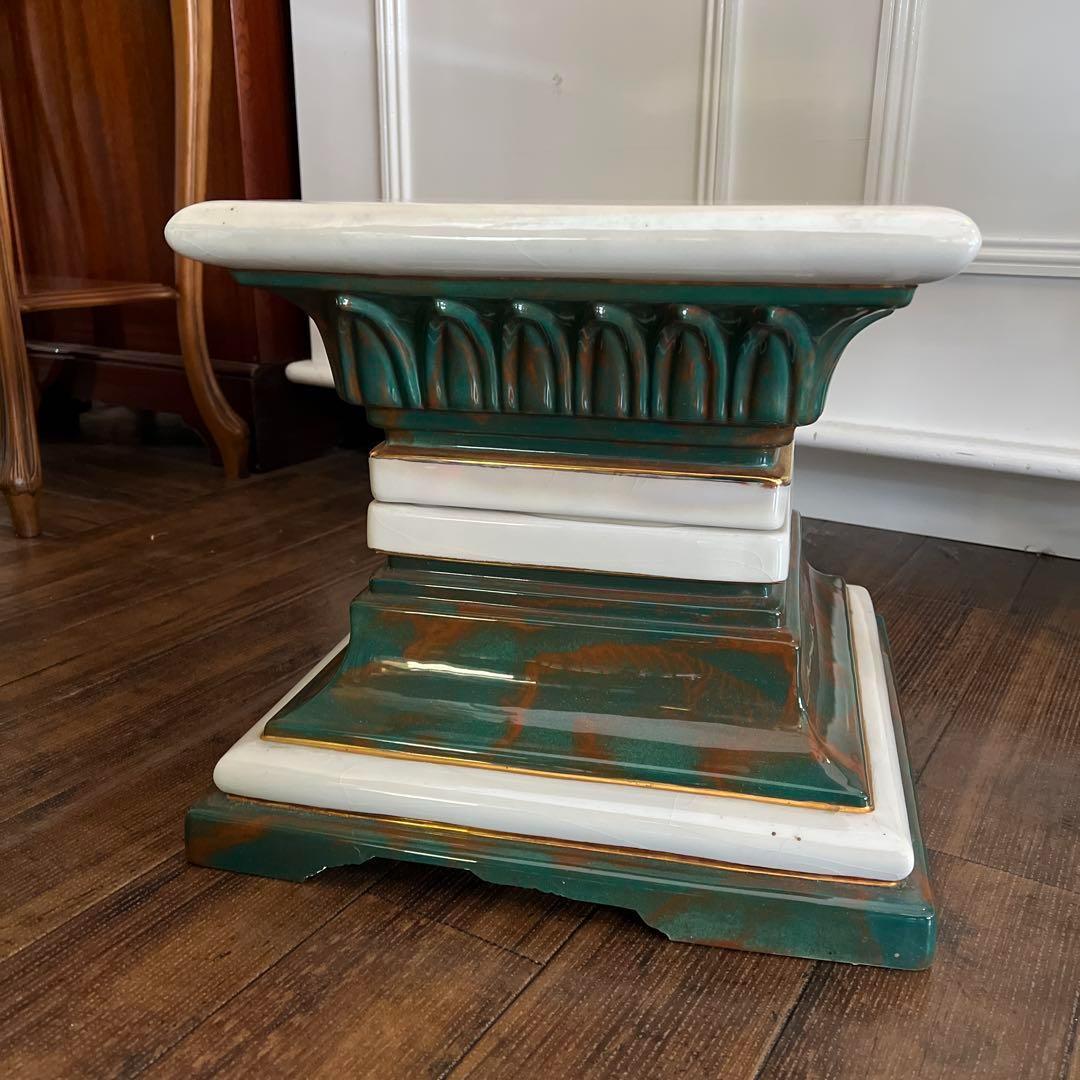 k240r119 イタリア 陶器製コラム フラワースタンド/花台 高さ36㎝