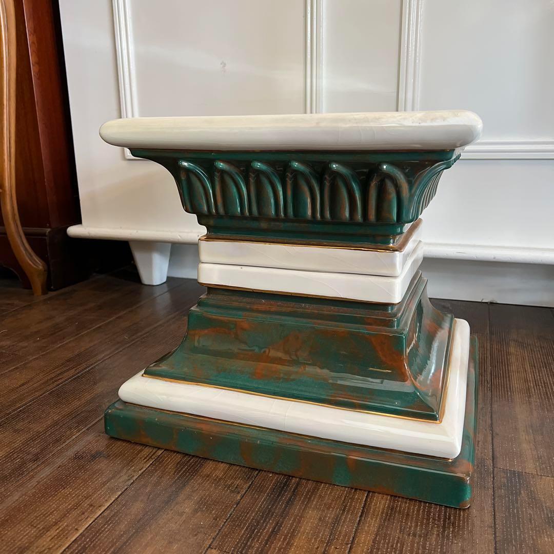 k240r119 イタリア 陶器製コラム フラワースタンド/花台 高さ36㎝