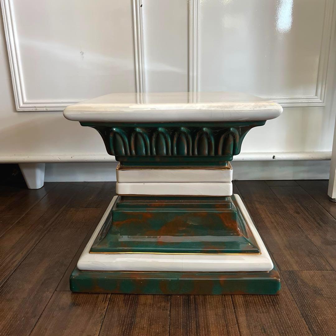 k240r119 イタリア 陶器製コラム フラワースタンド/花台 高さ36㎝