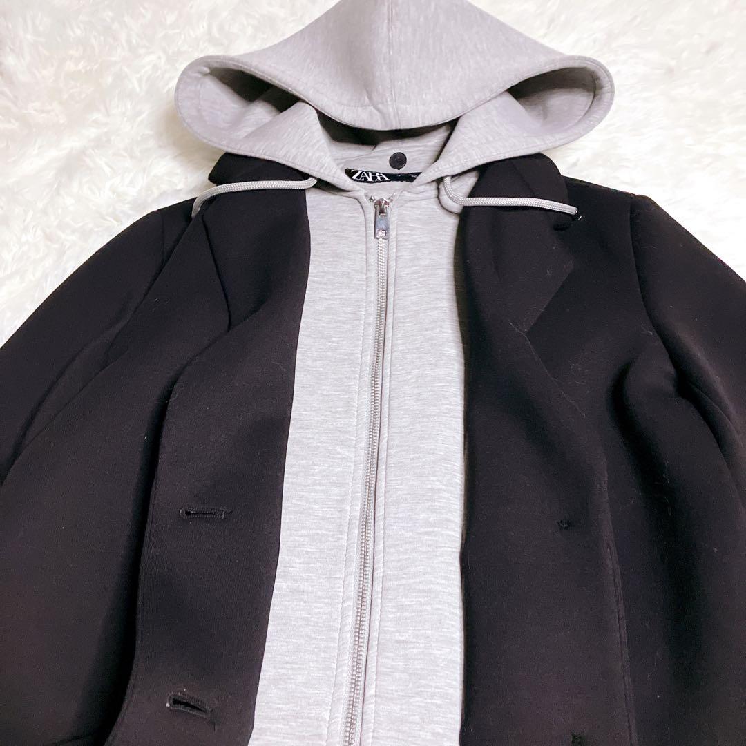 極美品✨ZARA デタッチャブルフード コントラストコート　S