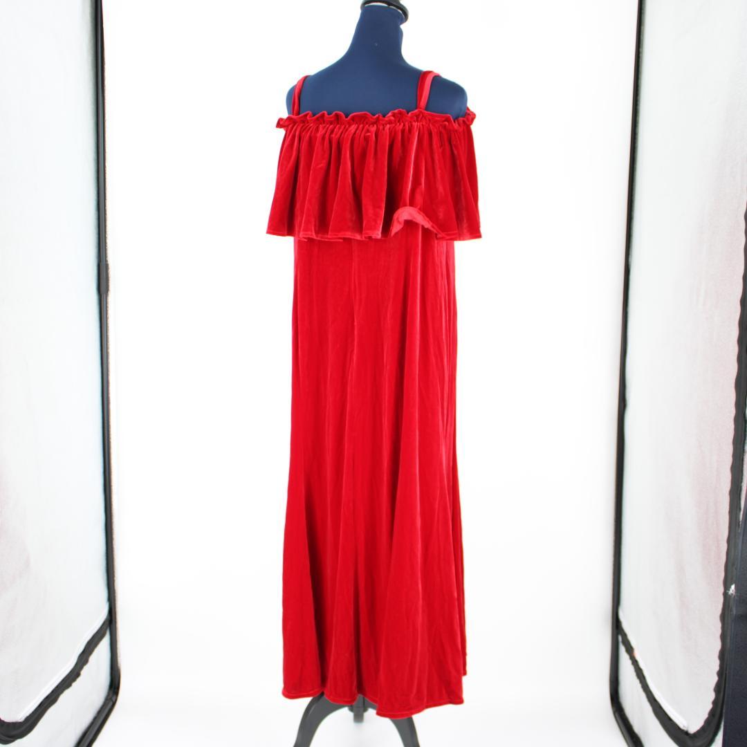 【フラダンス用衣装 美品 ベロアドレス】ALOHAKIDS製 レッド ワンピース