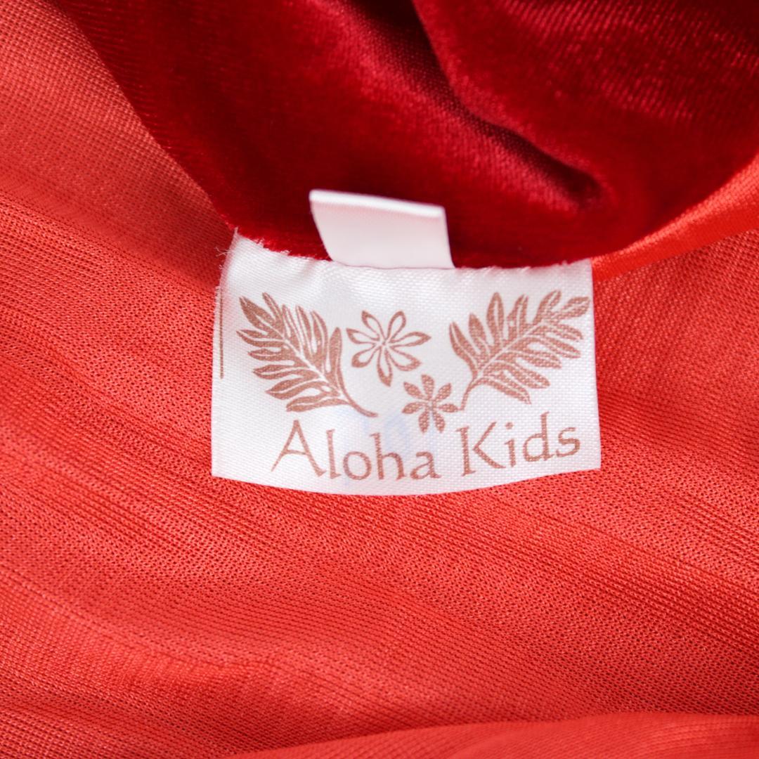 【フラダンス用衣装 美品 ベロアドレス】ALOHAKIDS製 レッド ワンピース