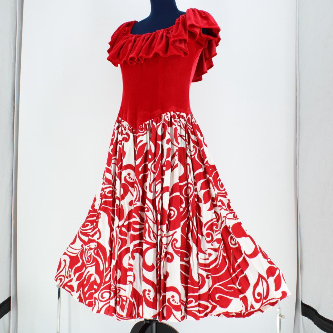 【ハワイ製 フラダンス衣装】レッド u'ino! ワンピース ドレス uino