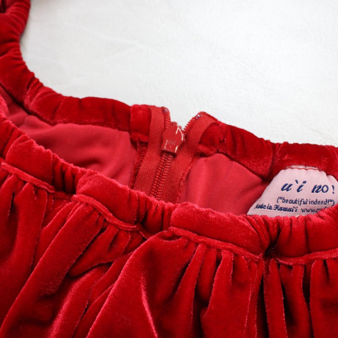 【ハワイ製 フラダンス衣装】レッド u'ino! ワンピース ドレス uino