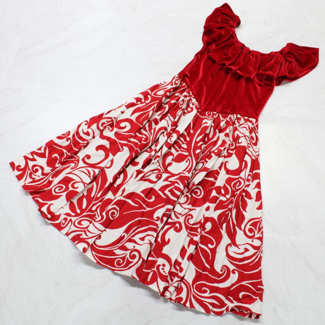 【ハワイ製 フラダンス衣装】レッド u'ino! ワンピース ドレス uino