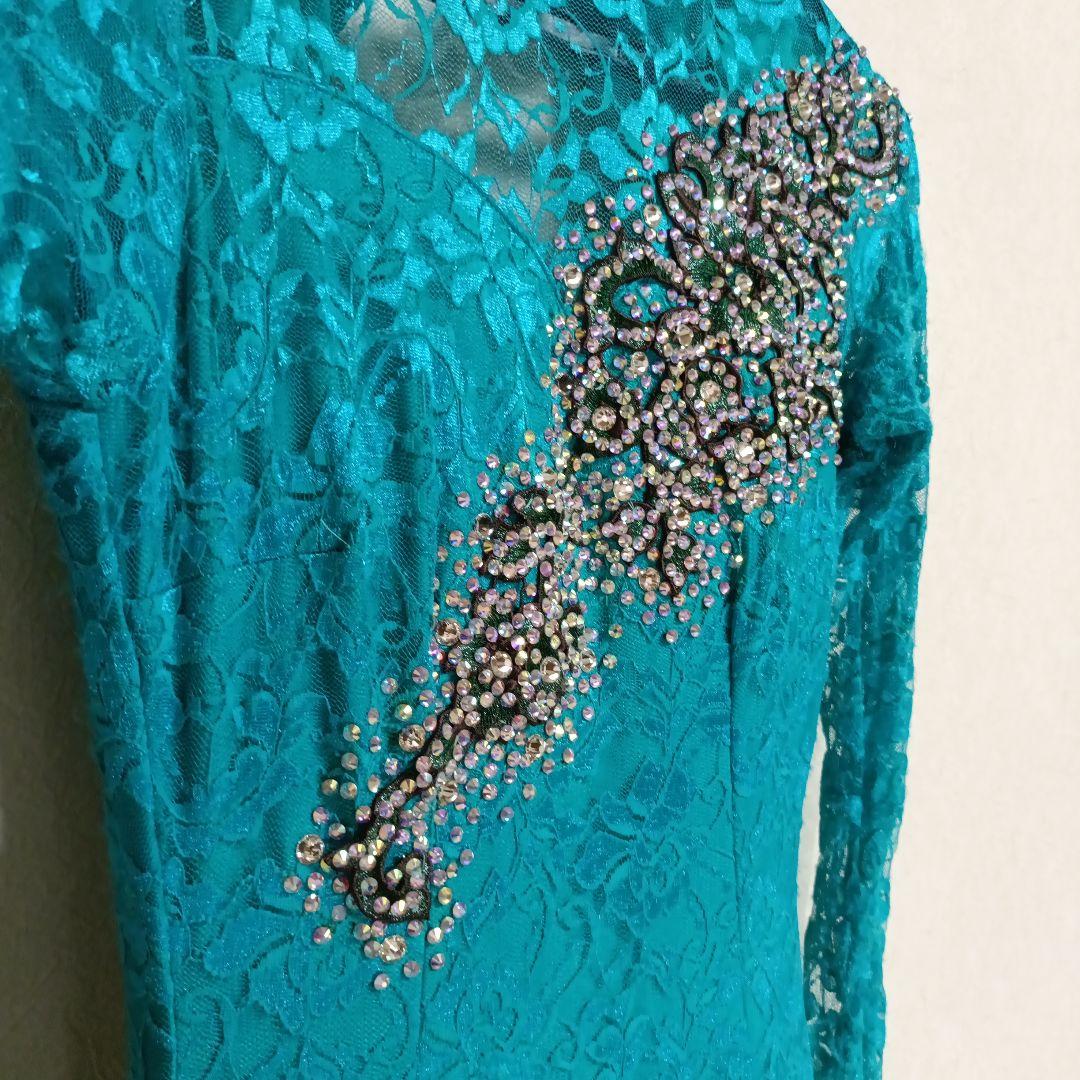 ターコイズ社交ダンスドレス