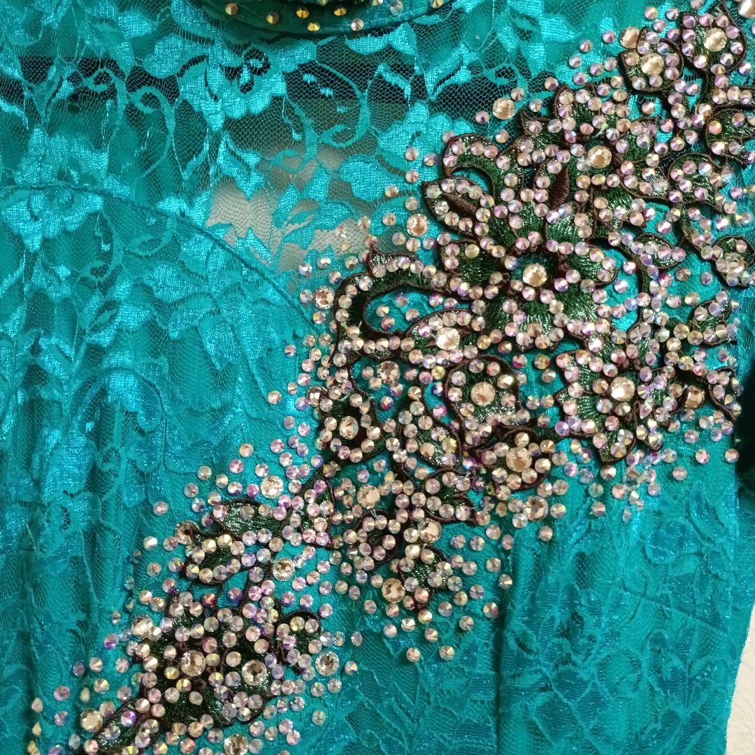 ターコイズ社交ダンスドレス