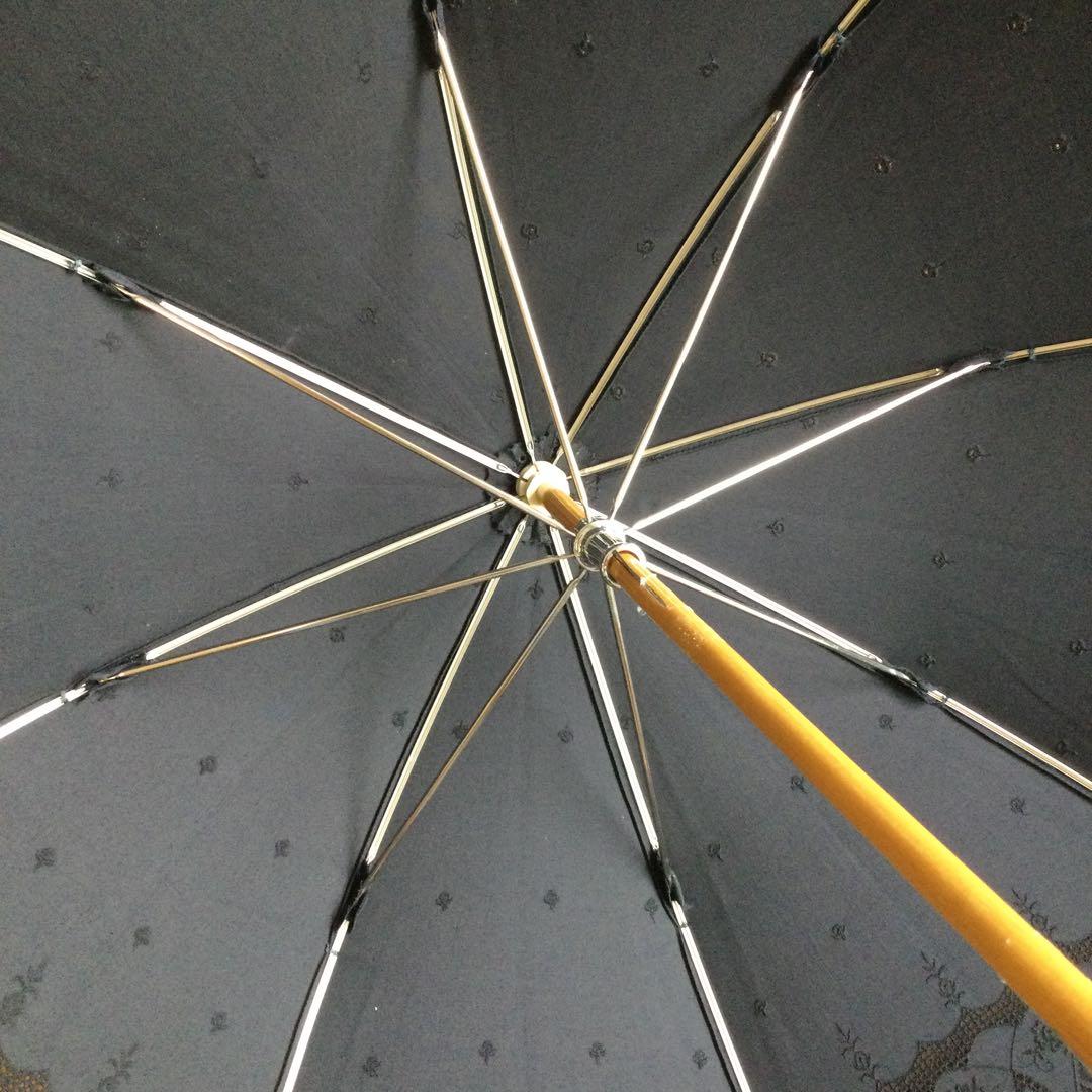 (美品)ザギンザ　黒コットンレースバンブー日傘