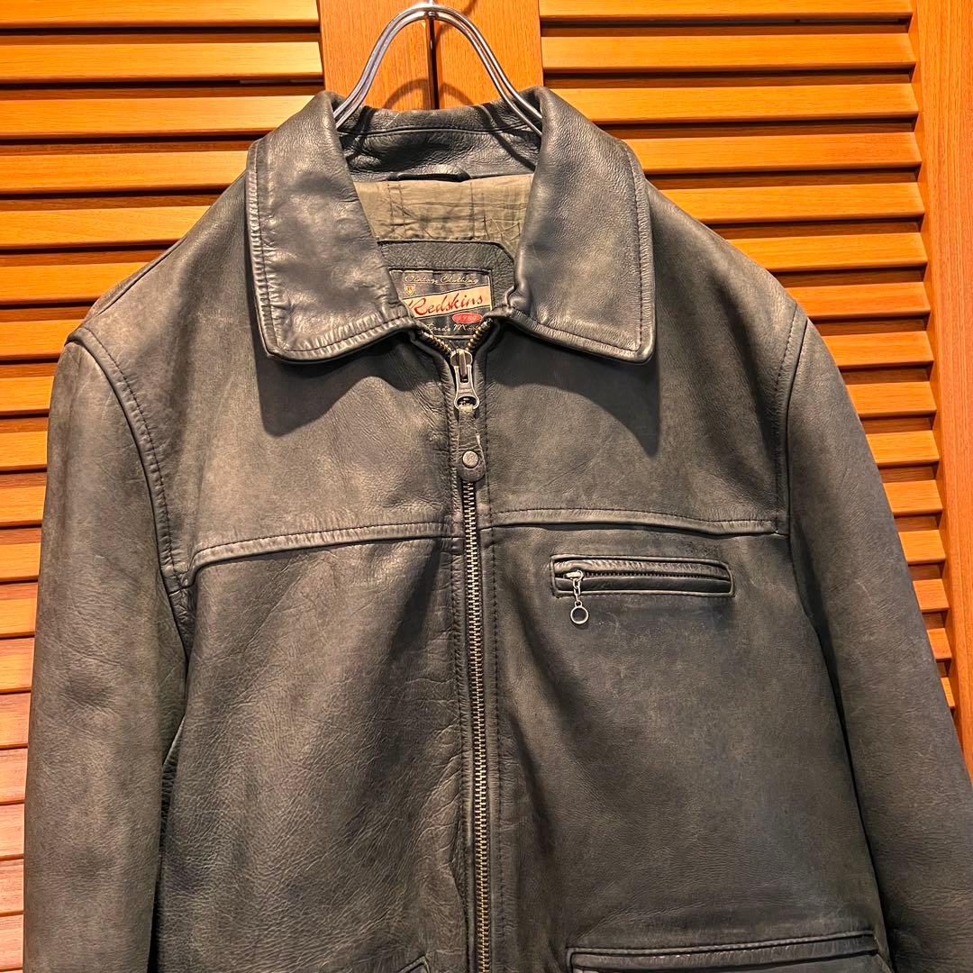 【フランス製】リアルレザー フィールド ライダースジャケット A1 A2 L黒