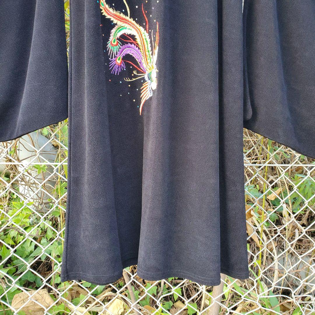 ロングワンピース 着物 羽織り ロング丈 刺繍入り 和柄 XLサイズ