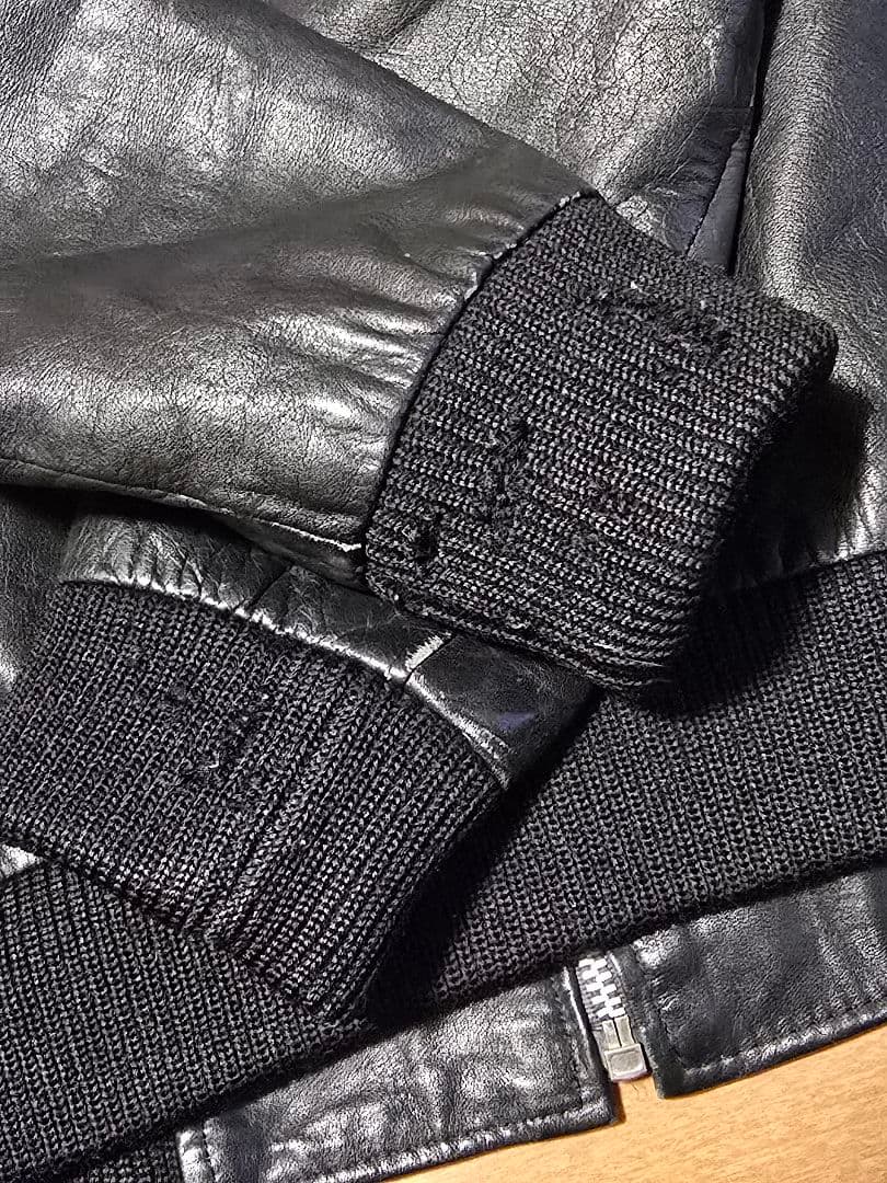 国産ビンテージ.レザージャケット. Mサイズ.黒.日本製ジャパン