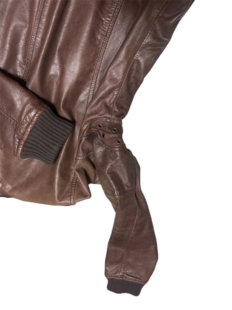 AVIREX 革ジャン アメカジ バイカー ブラウンレザージャケット シングル