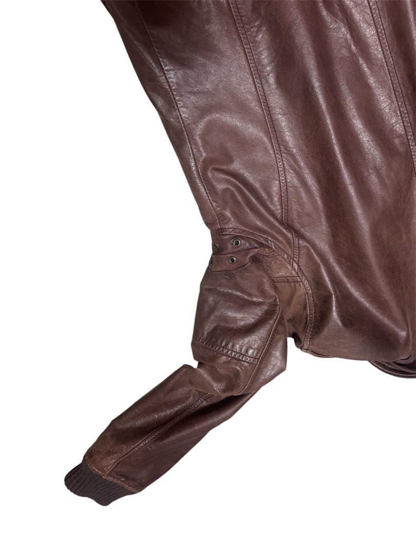 AVIREX 革ジャン アメカジ バイカー ブラウンレザージャケット シングル