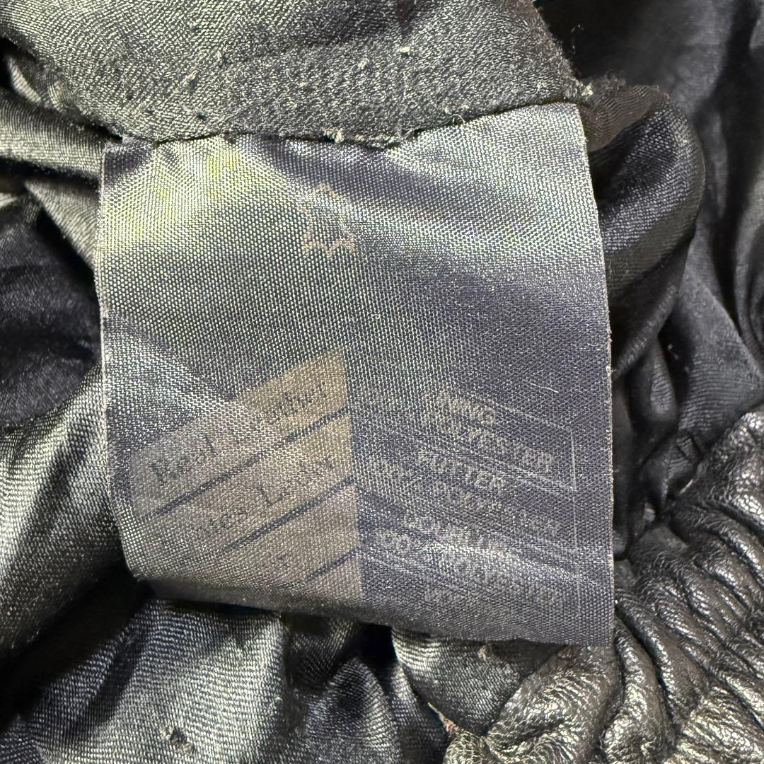 90s A-2 ブラックレザー フライトジャケット L ボアライナー付 黒